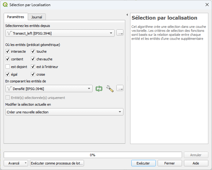 Select transect densify left