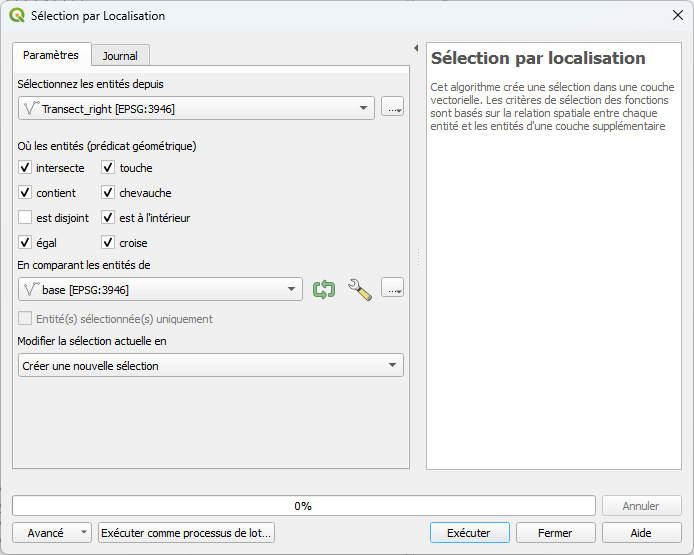 Select transect right