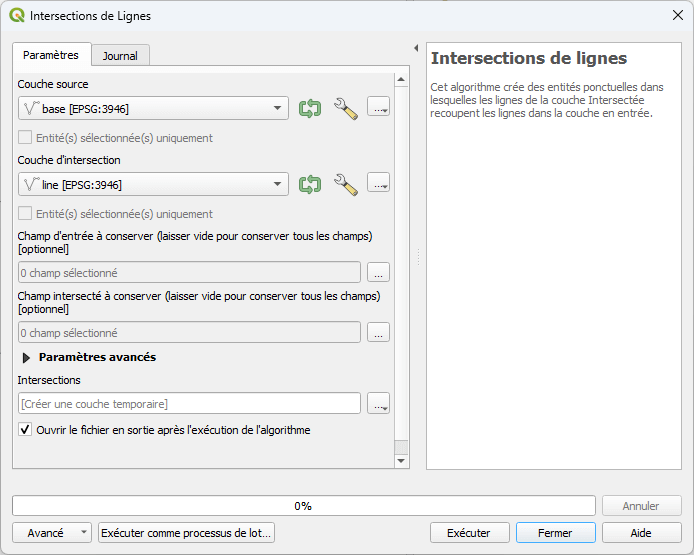 Base and line intersection