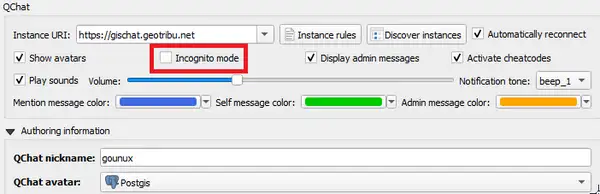 QGIS - Incognito mode in QTribu plugin settings