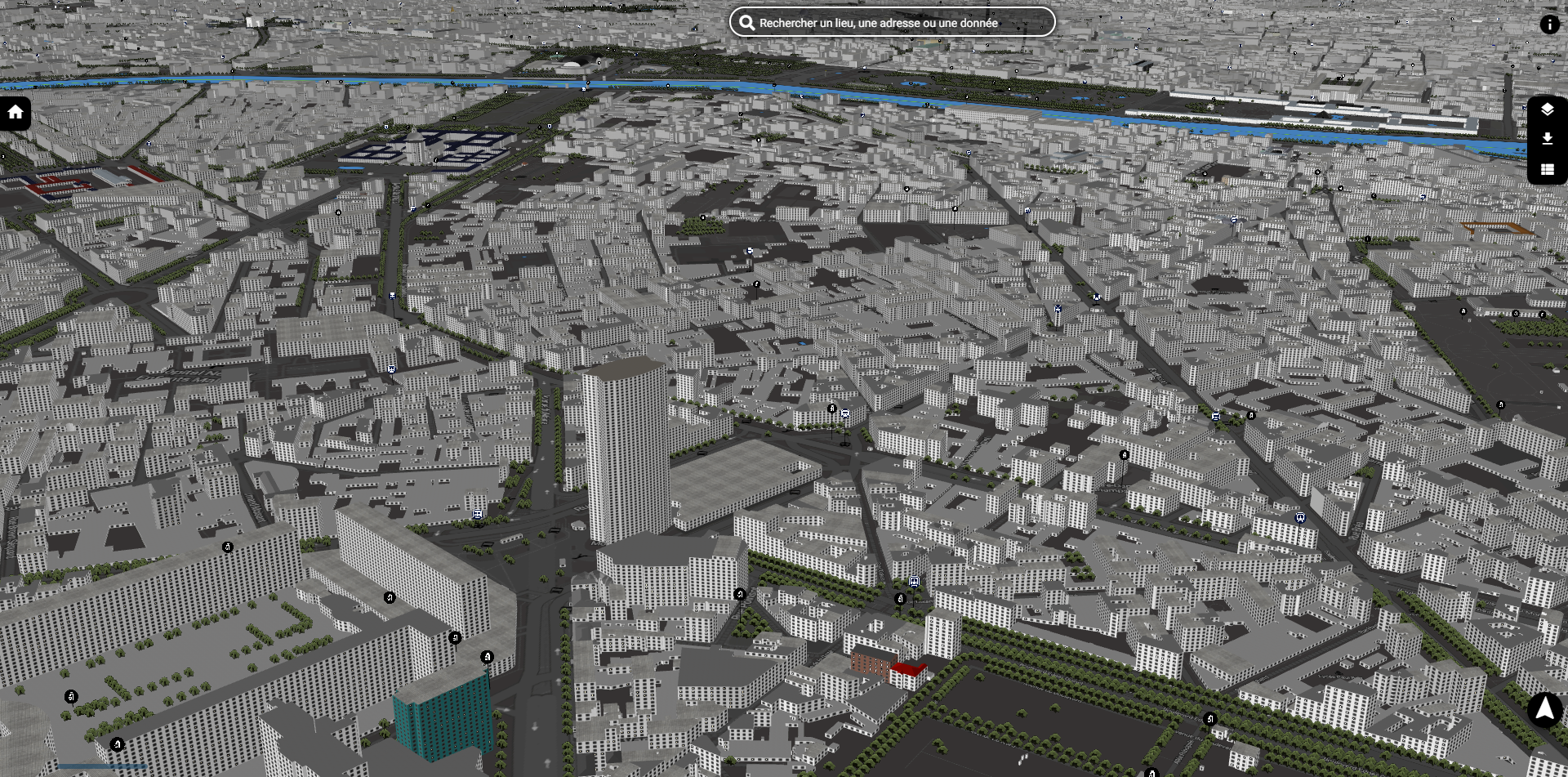 Vue de la tour Montparnasse dans OSM DATA V2