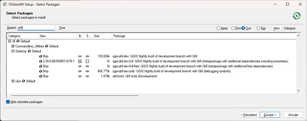 OSGeo4W - Select package Qt6