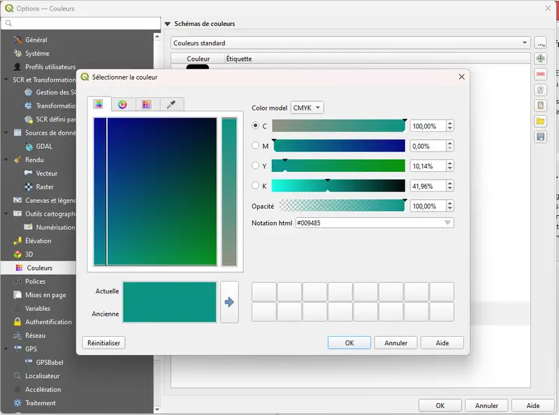 QGIS - ColorPicker CMJN