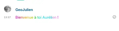 Réponse de bienvenue avec la commande rainbow