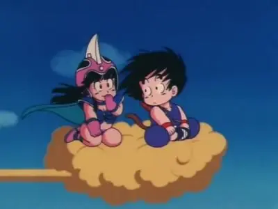 Sangoku et Chichi sur le nuage magique