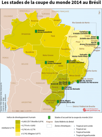 Villes du Brésil où se déroule la Coupe du monde