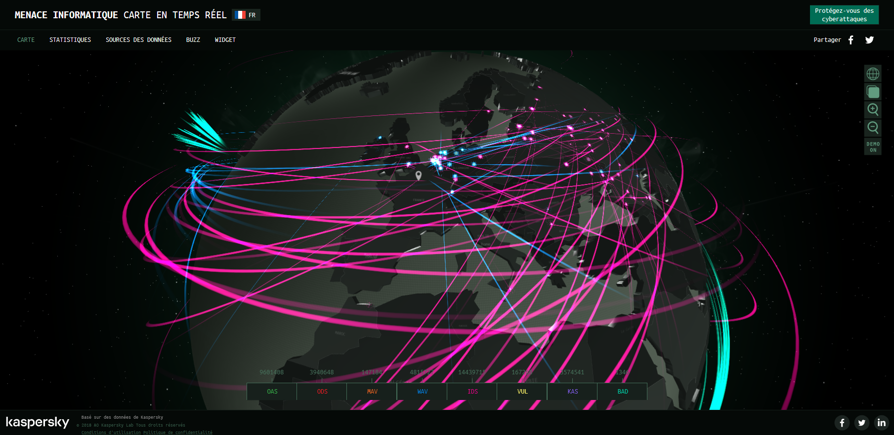 Carte interactive des cyber-attaques