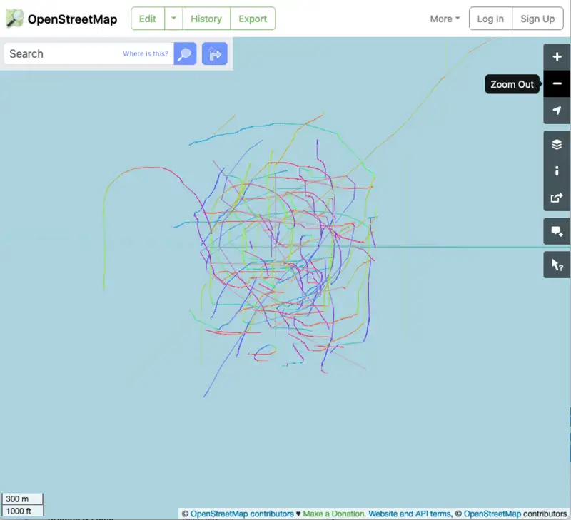 Données autour de Null Island dans OpenStreetMap