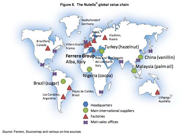 Carte mondialisation du Nutella