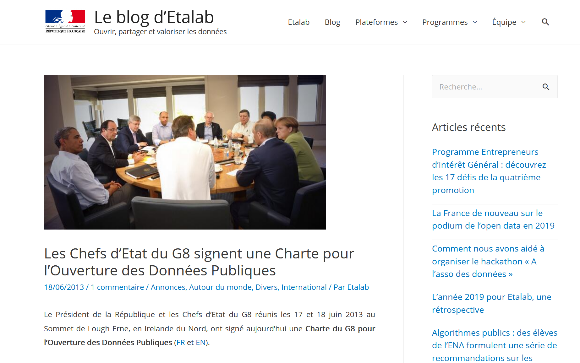 Le blog Etalab - Charte