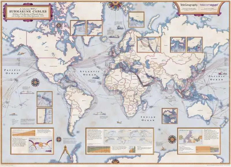 Cartes des câbles sous-marins dans le monde - 2024 - TeleGeography