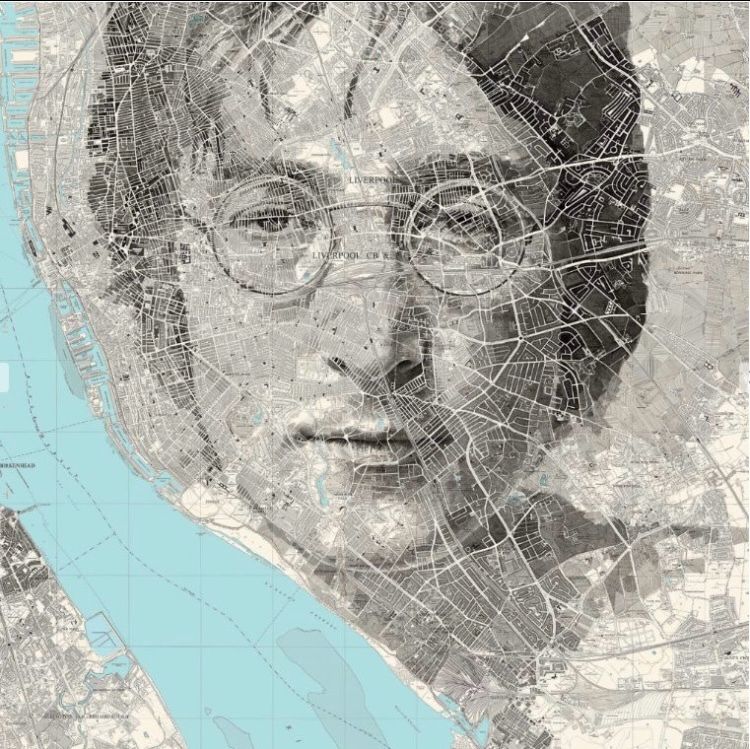 Carte de Liverpool et John Lennon par Ed Fairburn