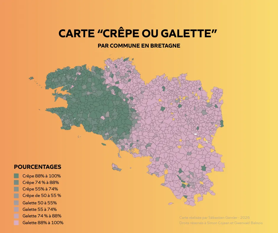 Carte du sondage sur "crêpe" ou "galette"