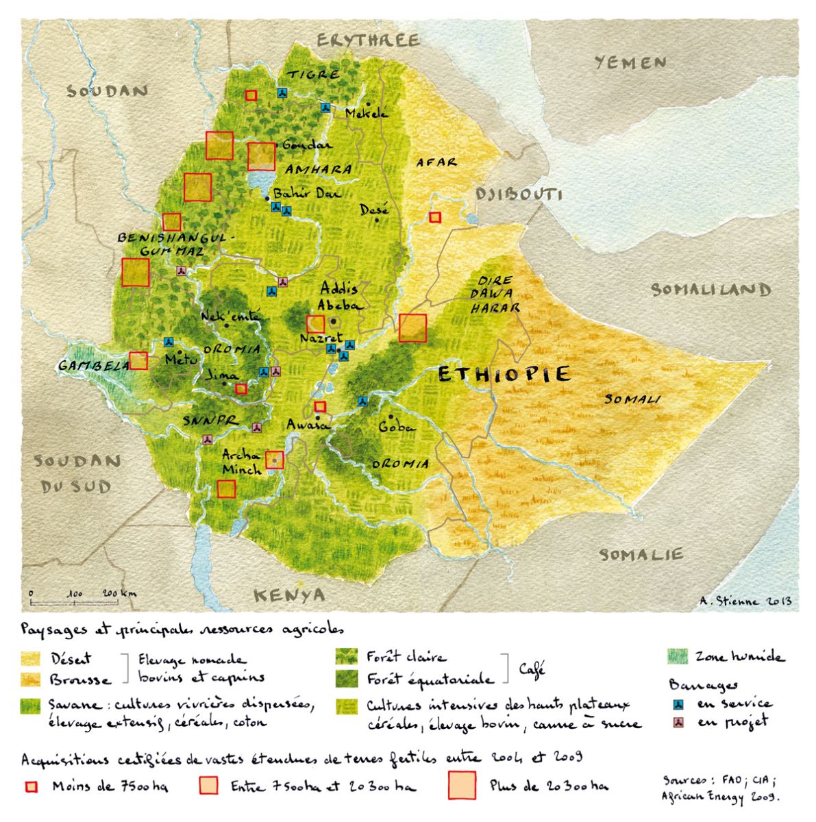 Carte des terres agricoles en Ethiopie - Visions Cartos