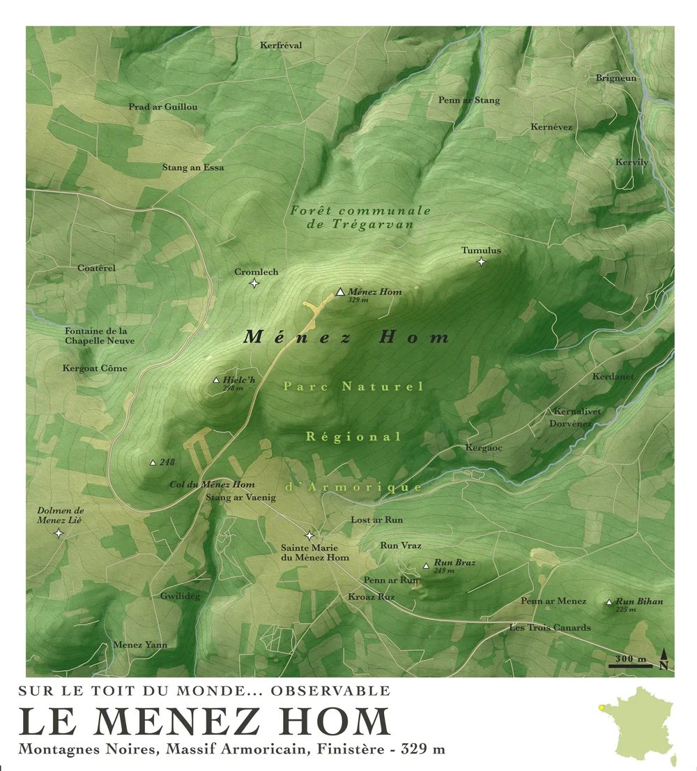 Carte du Menez Hom - Perrin Remonté