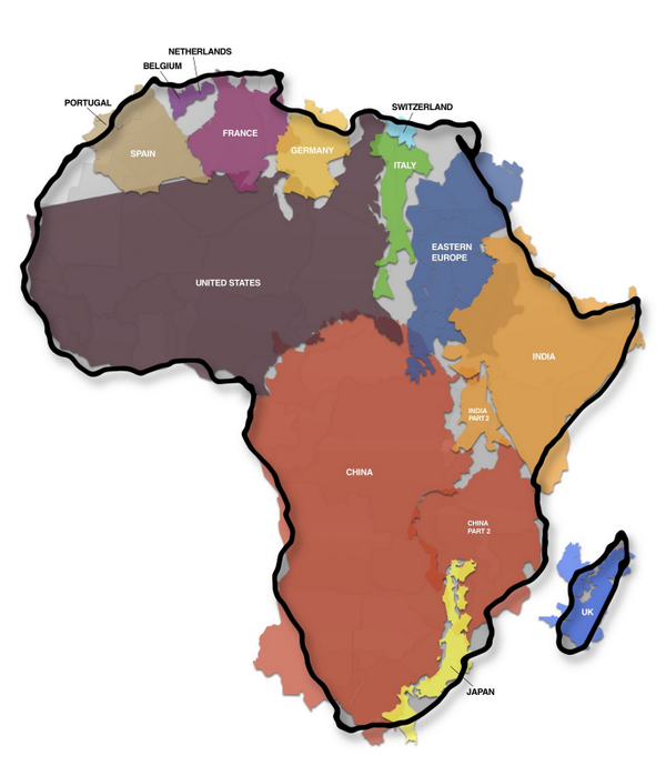 La vraie taille de l'Afrique