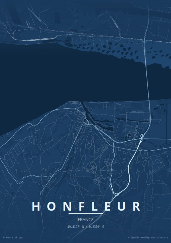 Poster OSM de Honfleur avec terraink