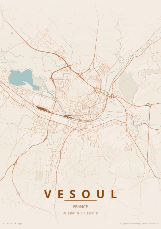 Poster OSM de Vesoul avec terraink