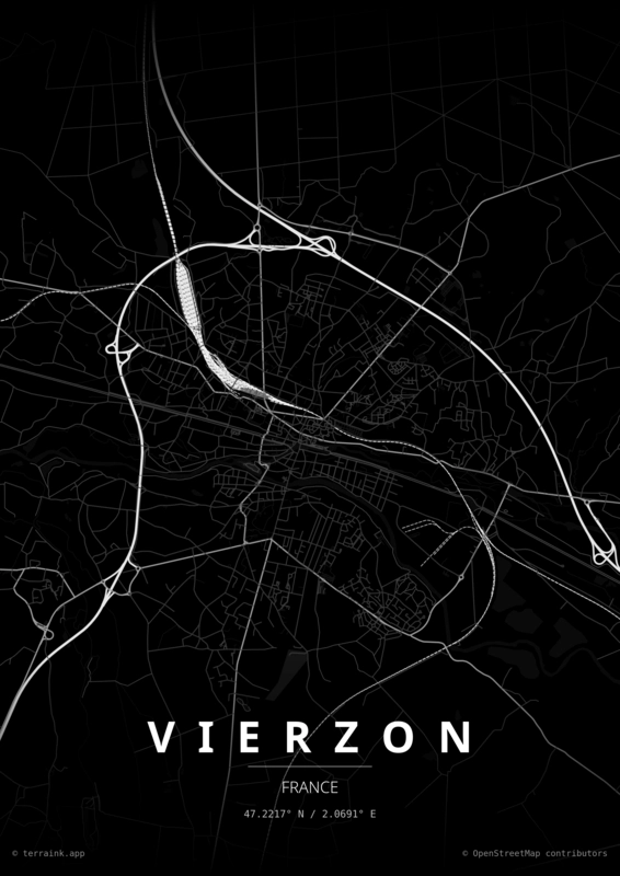 Poster OSM de Vierzon avec terraink