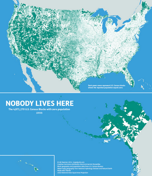 Zones non habitées aux USA