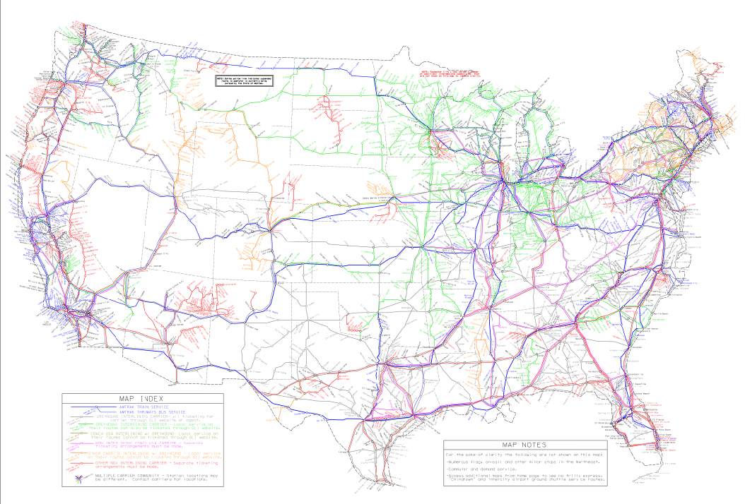 Carte du transport public aux USA