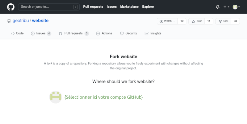 GitHub fork repository