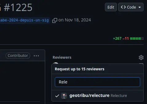 GitHub - Assigner l'équipe Relecture aux reviewers d'une Pull Request