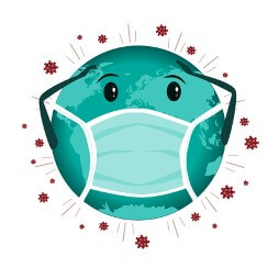 icône globe virus masque